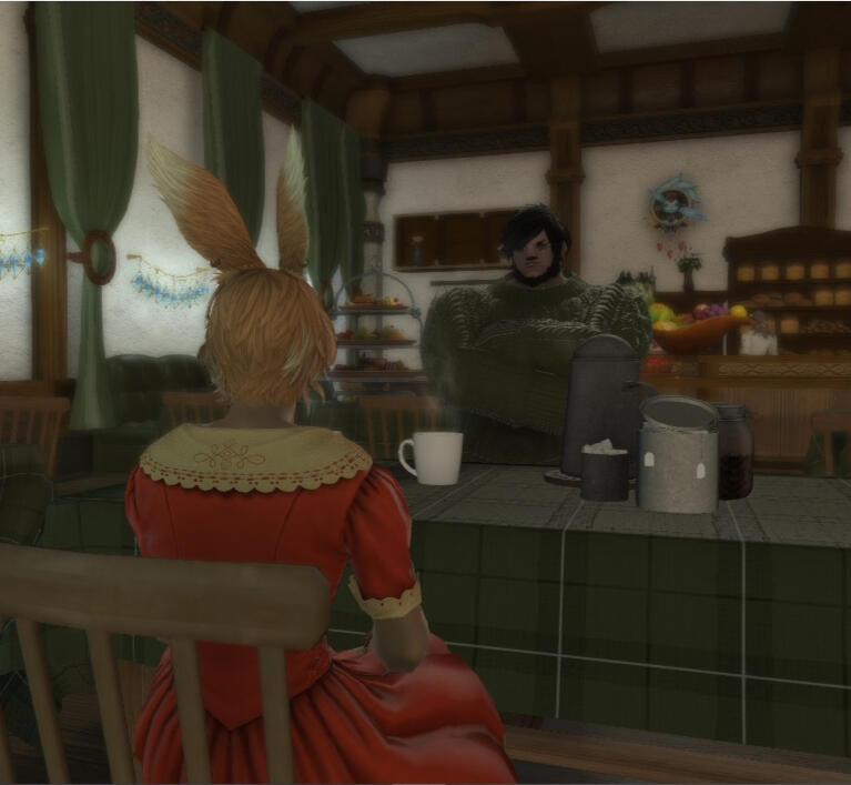 Amir sitting across the table from his husband Magne.